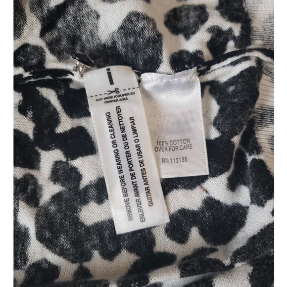 Relativity Black and White Animal Print Button Front Light Cotton Cardigan 1X - Picture 9 of 10